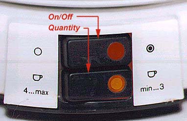 Two switches on a coffee maker.